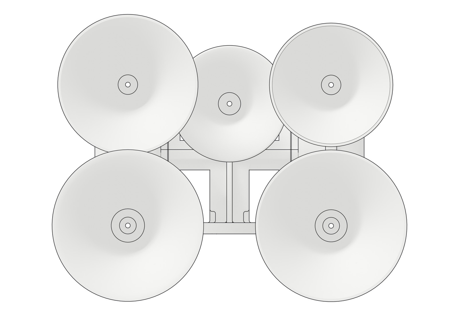 Front view line drawing of the T5 in the high mount