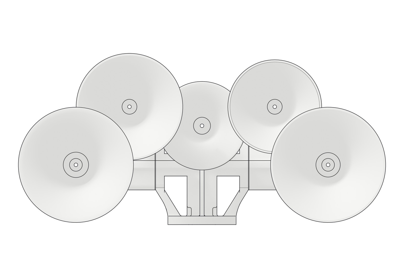 Front view line drawing of the T5 in the low mount