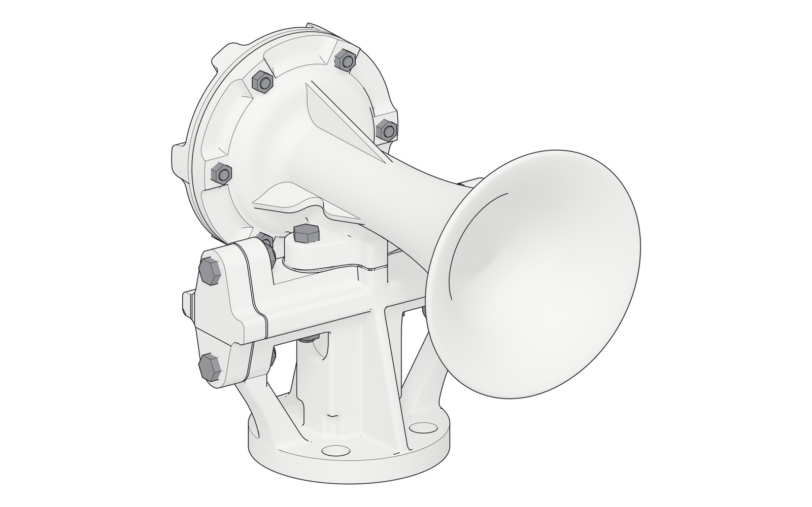 Line drawing of the one-chime T-Series air horn